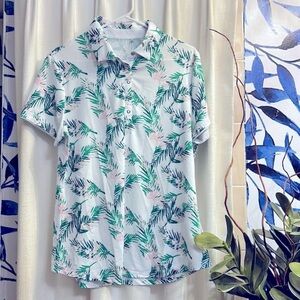 NWOT Women’s NVO Tropical Polyester Blend Short Sleeve Golf Polo UPF 30+ Size XL